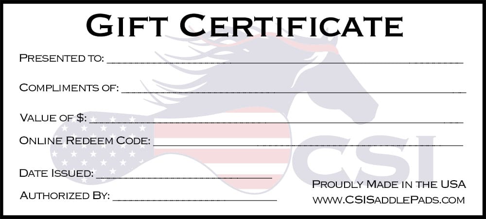 Give your loved one or friend the best gift possible, a CSI Saddle Pad!