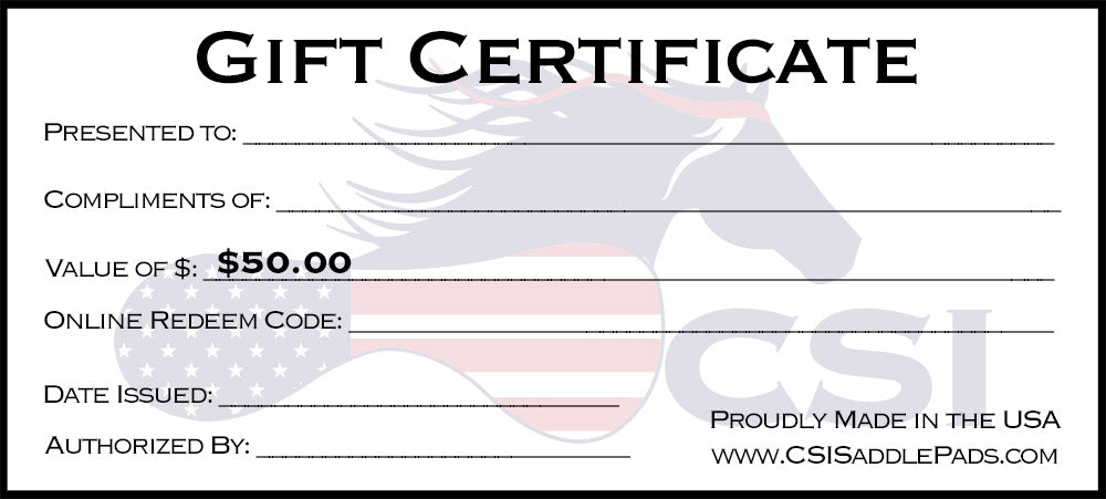 Give your loved one or friend the best gift possible, a CSI Saddle Pad!