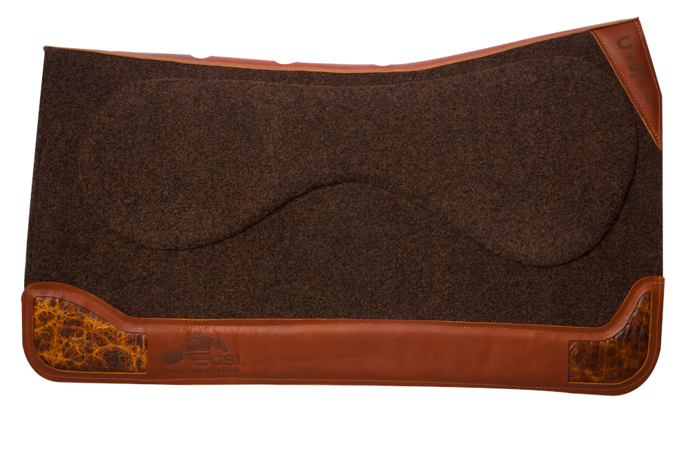 standardwesternflexplate_32_brown_brown_trivintagebrowndistressedcrocinlay CSI Saddle Pads