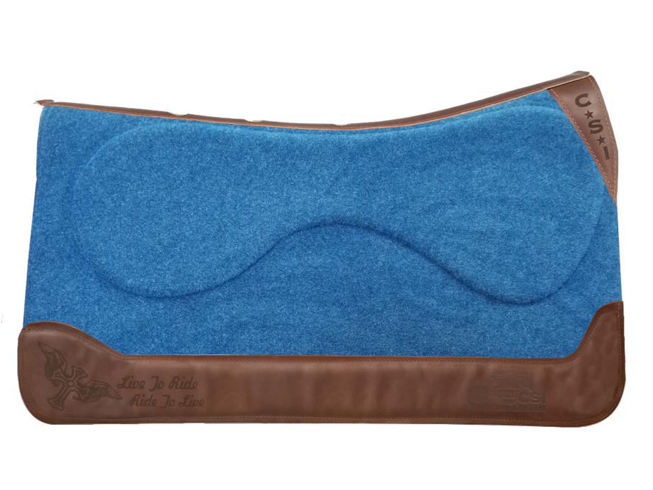 32″ Standard Western Cut Royal Blue Brown Leather with Engraving